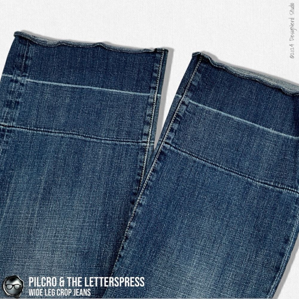 ANTHROPOLOGIE PILCRO & THE LETTERPRESS WIDE LEG CROP SAILOR JEANS SIZE 28 - Picture 10 of 13
